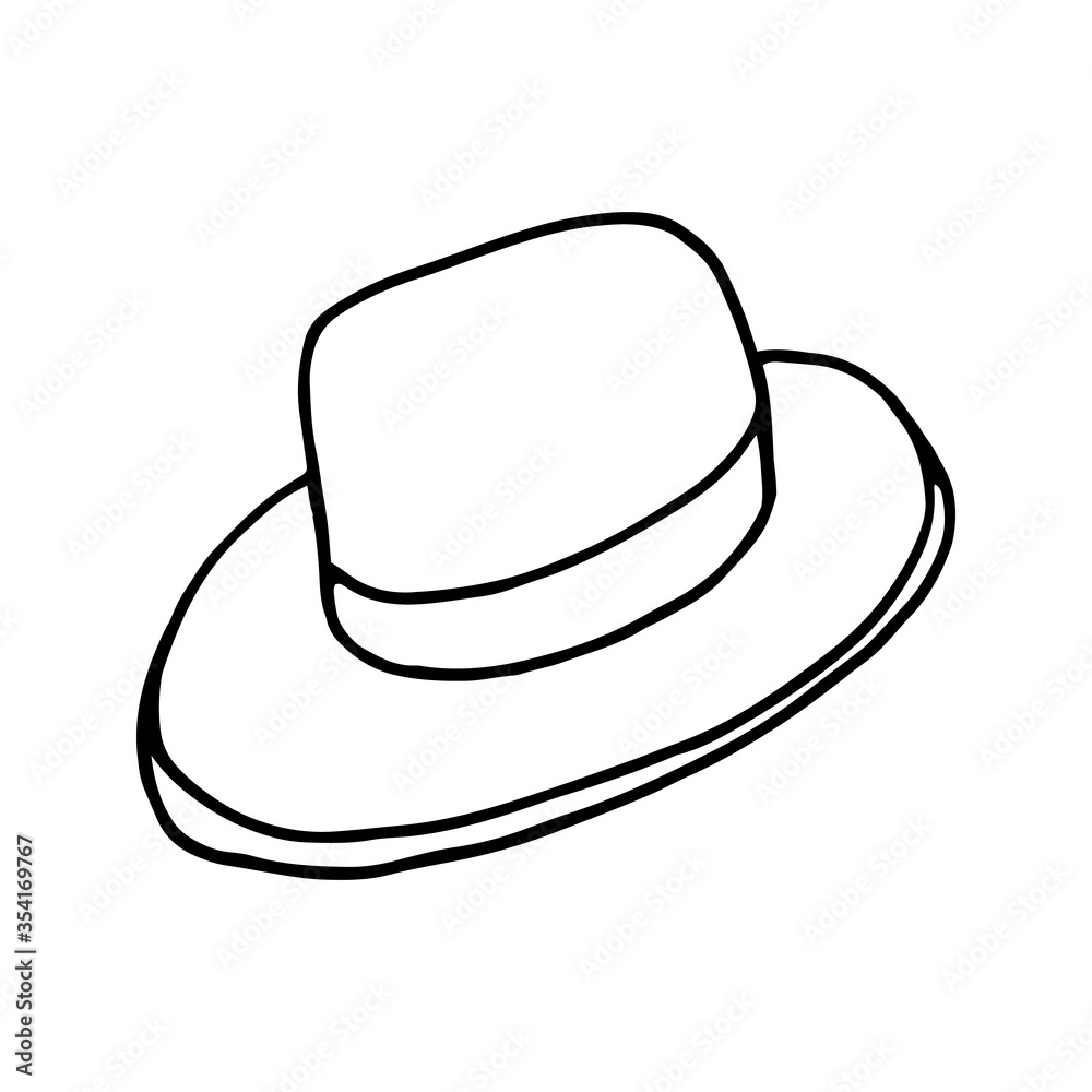 Single element of summer hat in doodle set. Hand drawn vector illustration for greeting cards, posters, stickers and fashion design. Single element of summer hat in doodle set. Hand drawn vector illustration for greeting cards, posters, stickers and fashion design.