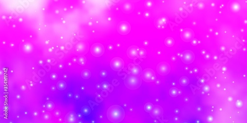 Light Purple vector layout with bright stars. Shining colorful illustration with small and big stars. Design for your business promotion. © Guskova
