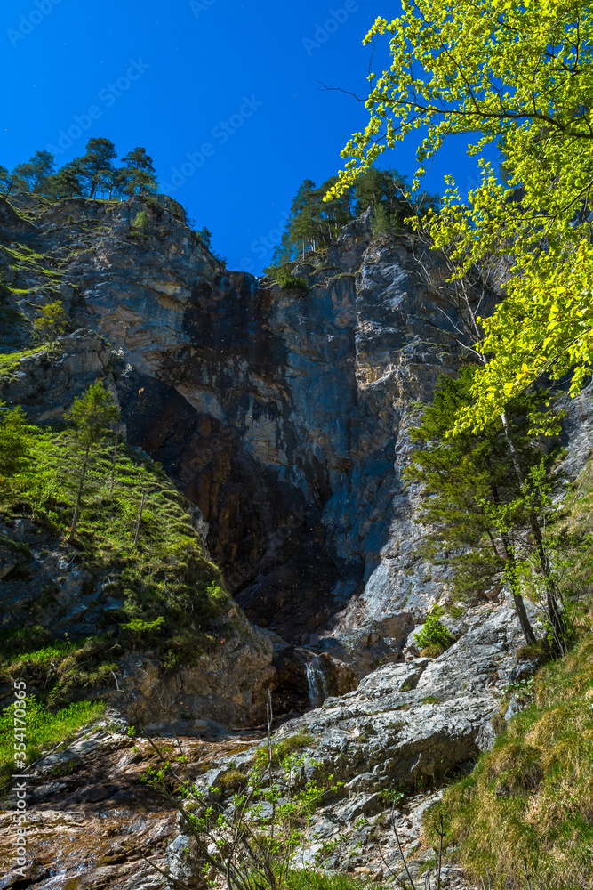 HIgh Waterfall In Ötschergräben In Austria