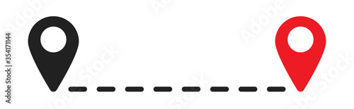 Path point in line style. Vector flat map way concept.