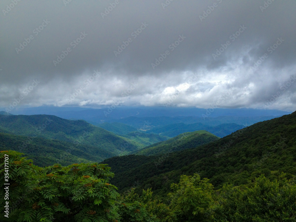 North Carolina Blue Ridge Mountains on a Cloudy Day