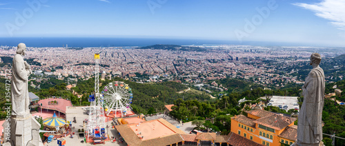 Photography Panorama of Barcelona from Tibidabo Park
