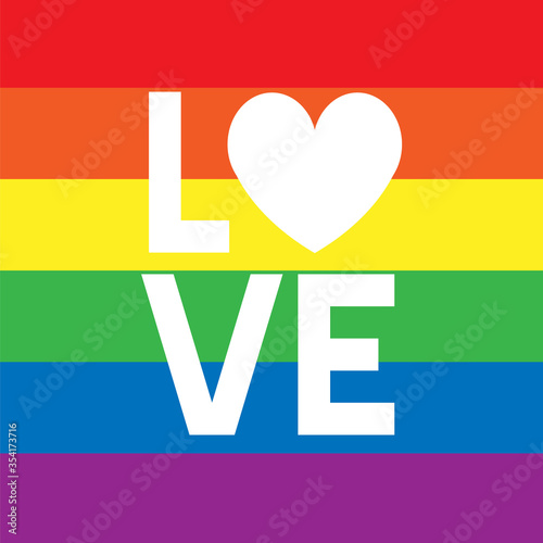 Vector flat lgbt gay love rainbow lettering