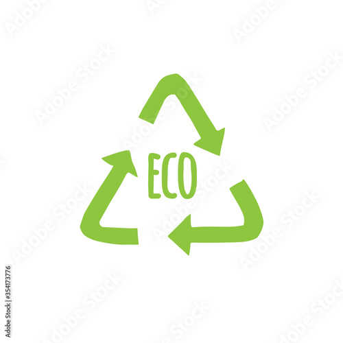 Vector hand drawn doodle sketch recycle reuse eco green symbol isolated on white background