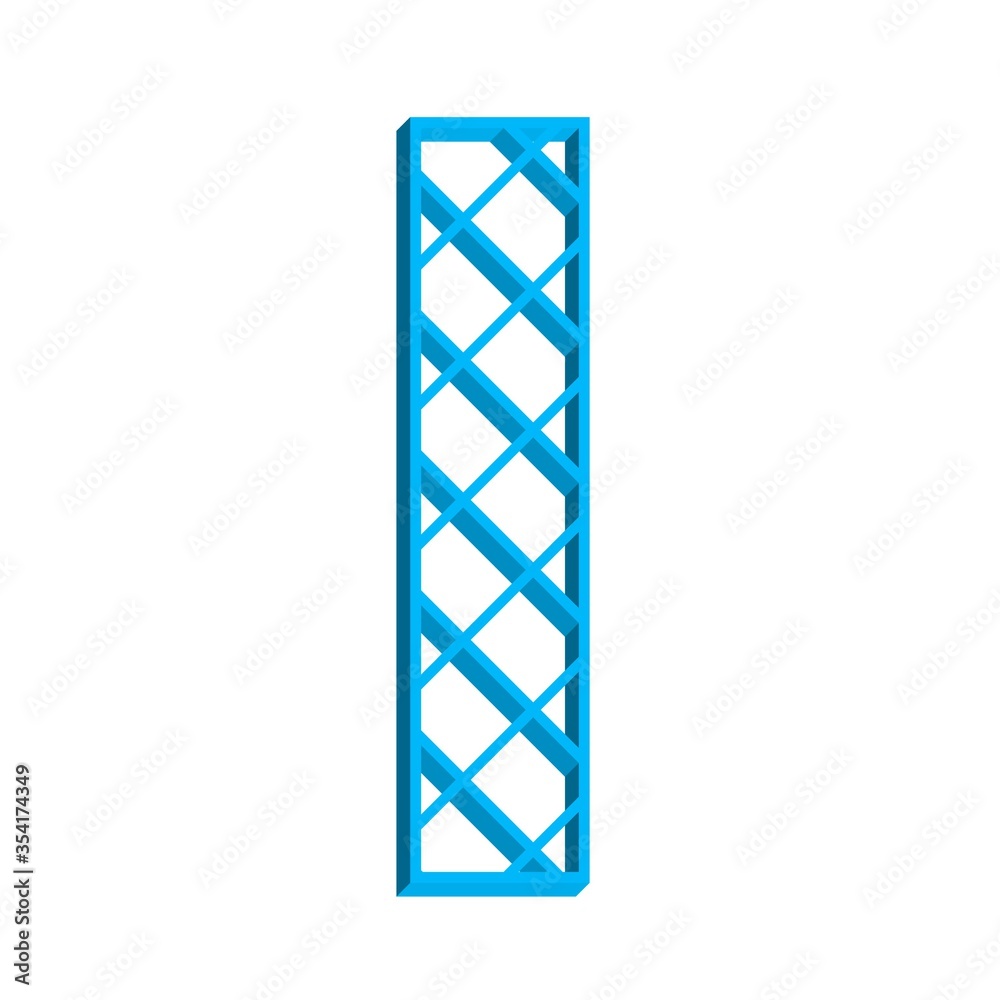 3D ENGLISH ALPHABET MADE OF SKY BLUE GRID PATTERN LINES : I 3D ENGLISH ALPHABET MADE OF SKY BLUE GRID PATTERN LINES : I