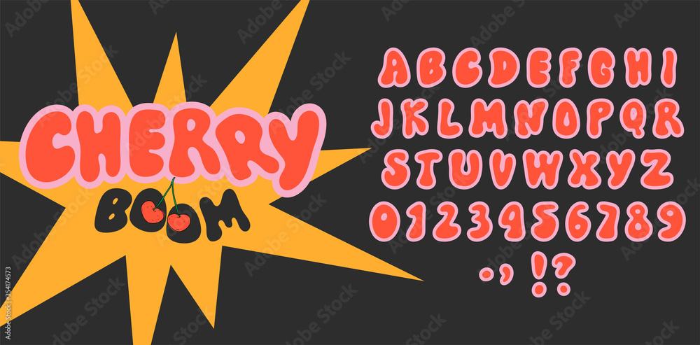 A 1970s 1960s styled retro alphabet. Grunge isolated doodle hand drawn font