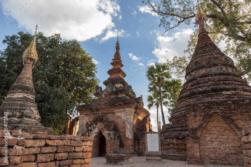 Ruins of Yadana Hsemee pagoda in the Royal City of Ava in Inwa  Myanmar