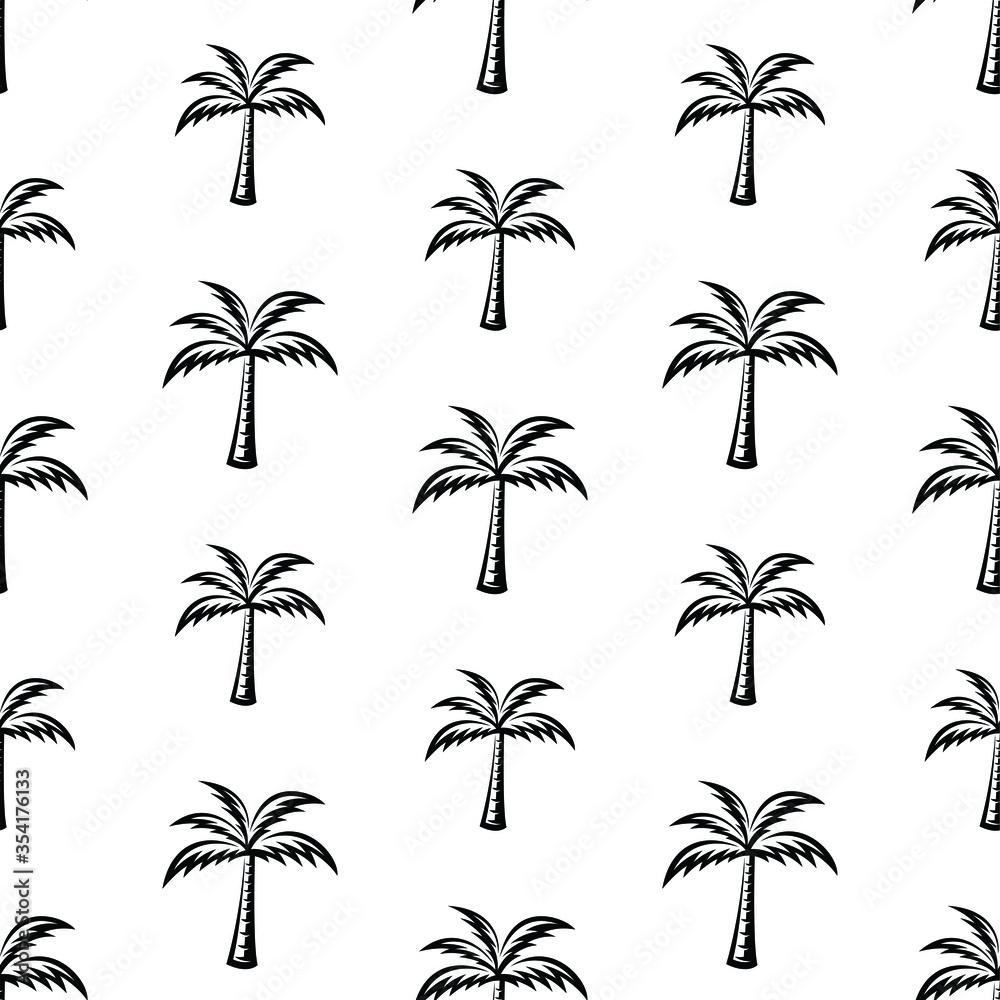 pattern seamless of palm tree in style vintage, retro, engraved. - vector illustrations