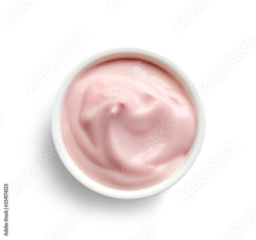 bowl of pink jogurt