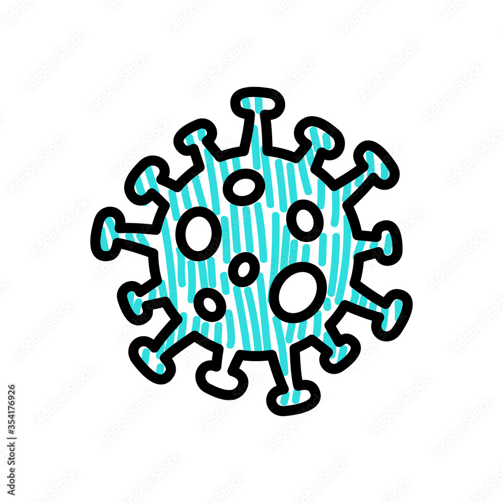 Coronavirus 2019-nCoV isolated bacteria blue vector illustration - doodle sketch logo concept of Covid-19 disease and news about quarantine or outbreak from China and flu global spread. Coronavirus 2019-nCoV isolated bacteria blue vector illustration - doodle sketch logo concept of Covid-19 disease and news about quarantine or outbreak from China and flu global spread.