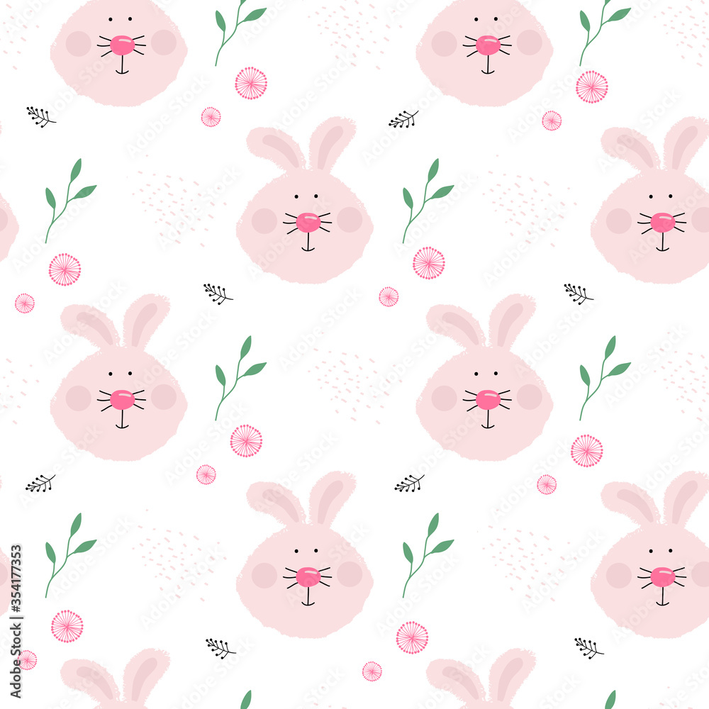 Seamless pattern cute rabbit face,children's print on clothes.Vector illustration Seamless pattern cute rabbit face,children's print on clothes.Vector illustration
