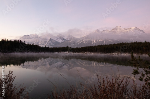 Majestic Misty Mountain Reflecting on the Lake