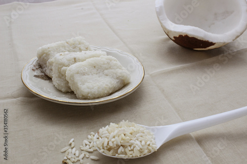 Ulen ketan, Indonesian Traditional food, Made from Sticky Rice and coconut

