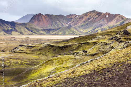 Beautiful colorful volcanic mountains Landmannalaugar in summer time, Iceland