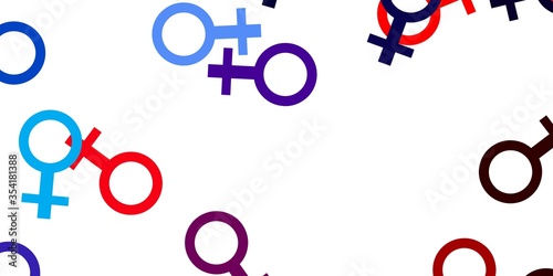 Light Blue, Red vector texture with women's rights symbols.