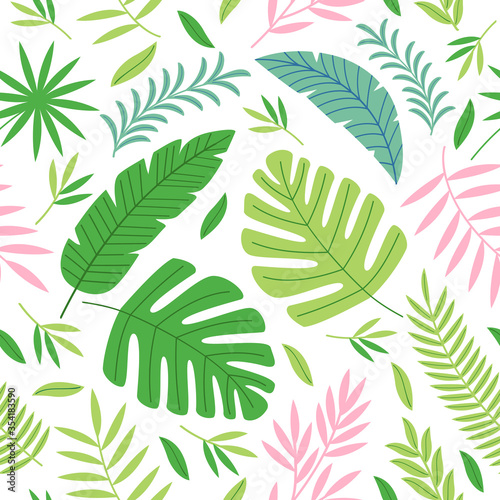 seamless pattern with colorful  tropical plants  -  vector illustration  eps  
