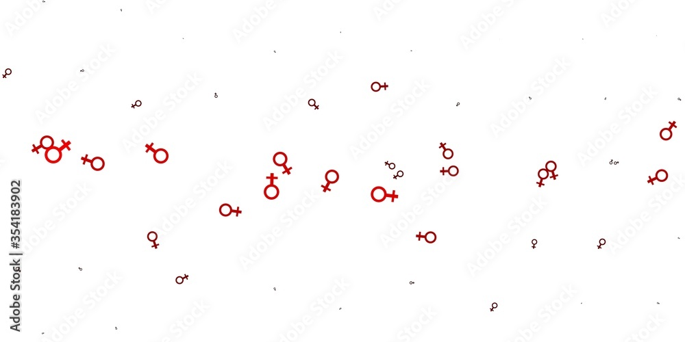 Light Red vector backdrop with woman's power symbols. Light Red vector backdrop with woman's power symbols.