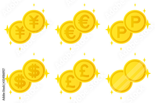 通貨記号とコインのセット