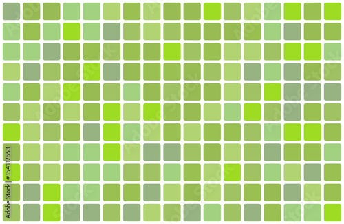 Random pattern of mosaic filled with shades of green with white rounded borders