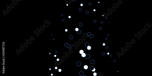 Dark BLUE vector backdrop with dots. Illustration with set of shining colorful abstract spheres. Design for posters, banners.