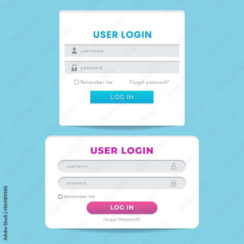 set of User log in form for website or social media vector set of User log in form for website or social media vector