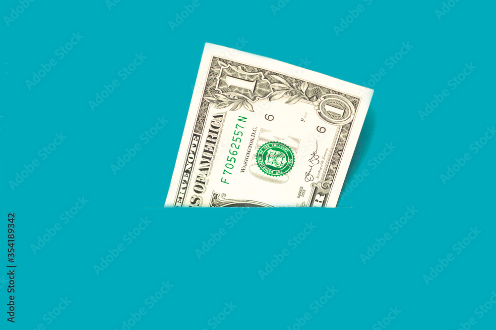 One dollar bill in your pocket. Money close up. Abstraction One dollar bill in your pocket. Money close up. Abstraction