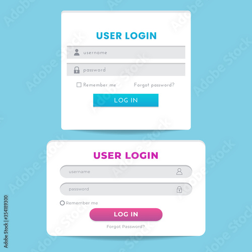 set of User log in form for website or social media vector