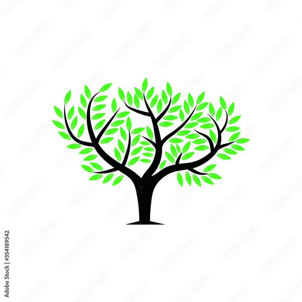 Green tree logo. Big tree vector icon. Stock illustration Green tree logo. Big tree vector icon. Stock illustration