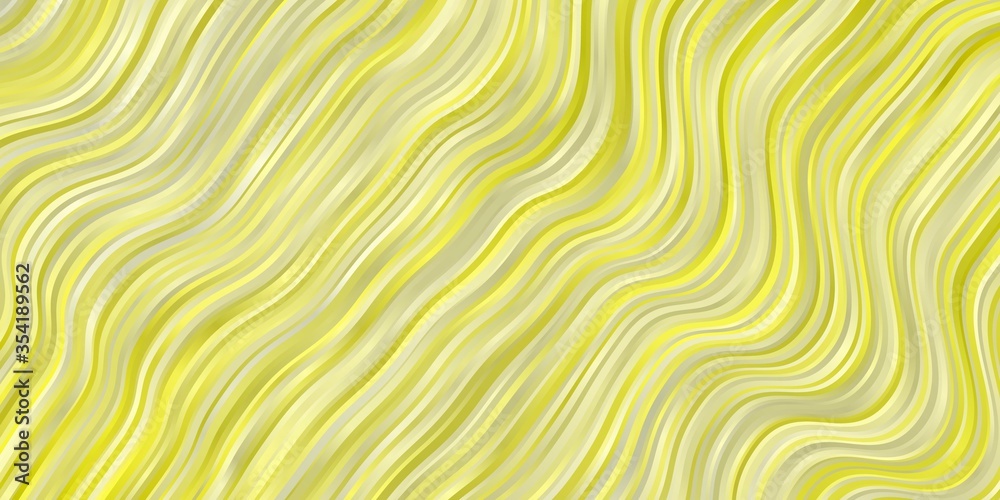 Light Yellow vector pattern with curved lines. Abstract gradient illustration with wry lines. Template for cellphones.