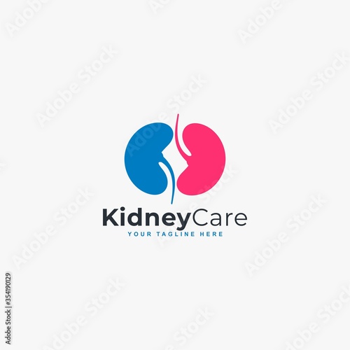 Kidney care logo design vector. Kidney clinic abstract symbol.
