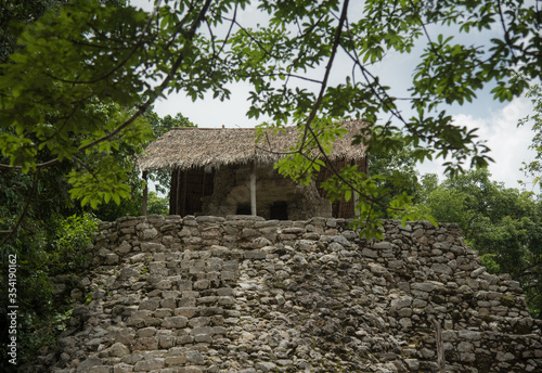 Coba, Mexico Mayan archeological ruins site in the jungle, pyramid photo