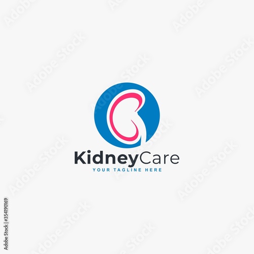 Kidney care logo design vector. Kidney clinic abstract symbol.