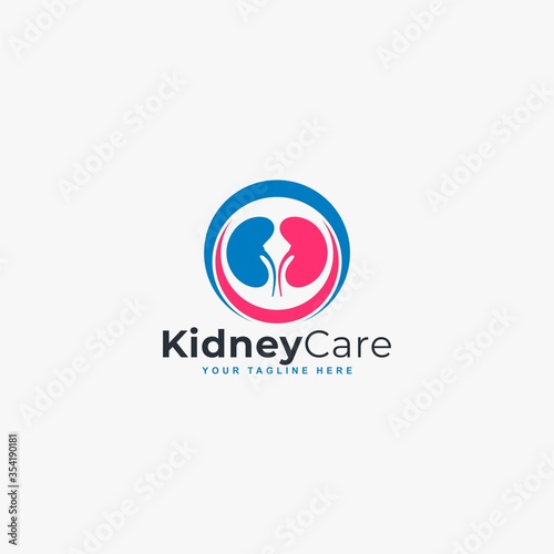 Kidney care logo design vector. Kidney clinic abstract symbol.