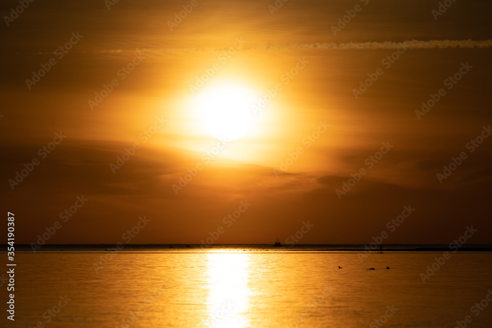 Golden sunset over the sea in Sweden.