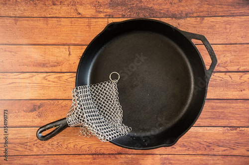 Small Ring Chainmail Scrubber - for Cast Iron, Stainless Steel, Hard Anodized Cookware and Other Pots & Pans