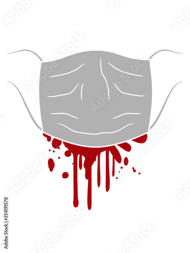 Schutzmaske Blutiger Mundschutz Atemmaske Blut Tropfen bluten horror halloween 