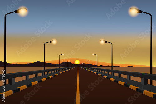 Bridge way sea coast and sunrise 