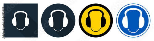 Symbol wear ear protection Sign on black background,vector illustration