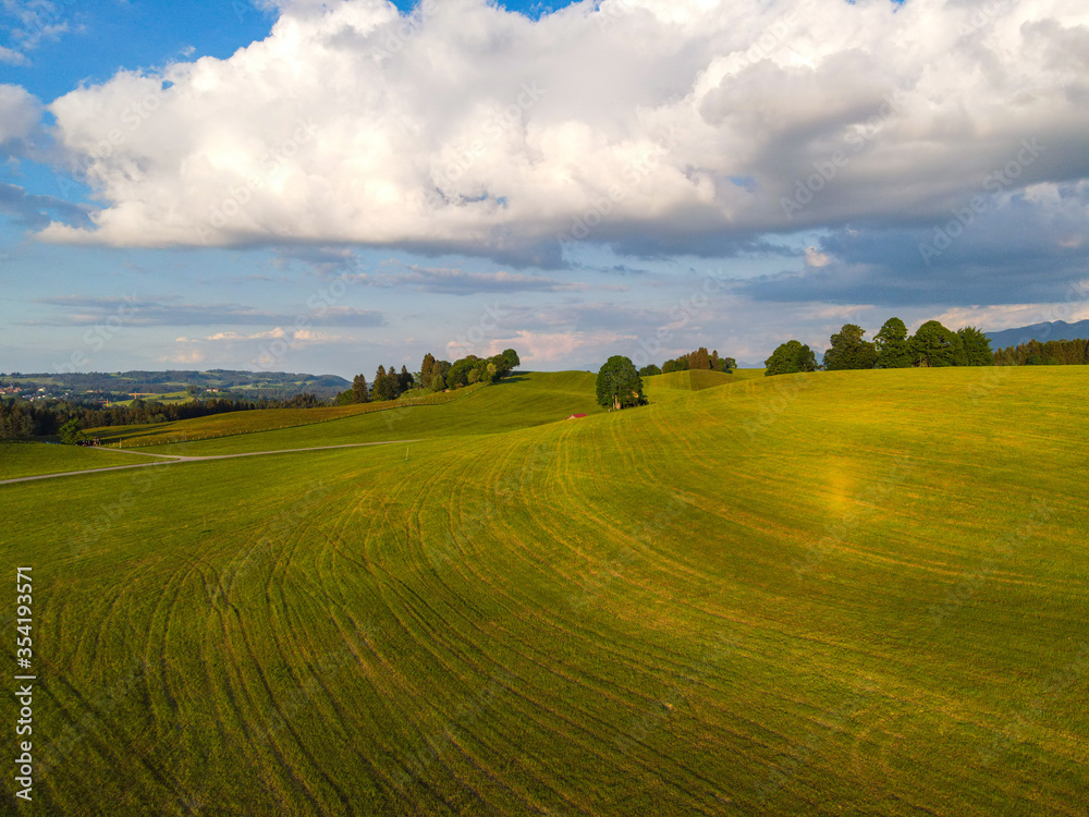 Fototapeta premium Amazing nature of Bavaria in the Allgau district of the German Alps - aerial view