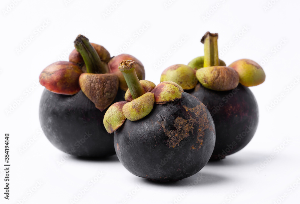 Tropical mangosteen on white background Tropical mangosteen on white background