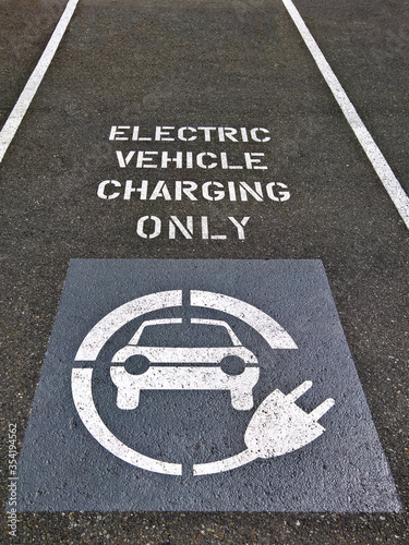 Electric Vehicle (EV) Charging Parking Spot, with asphalt texture
