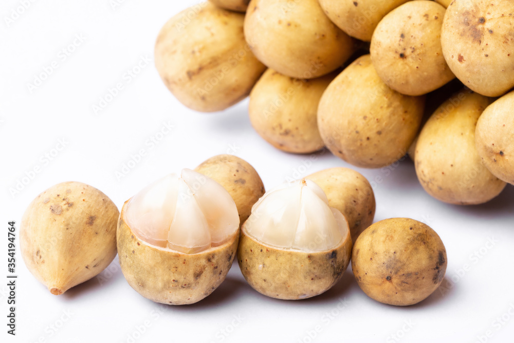 Langsat fruit on white background. Langsat fruit on white background.