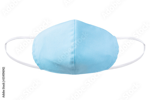 Medical face hand make blue mask protection  on white isolated With clipping path