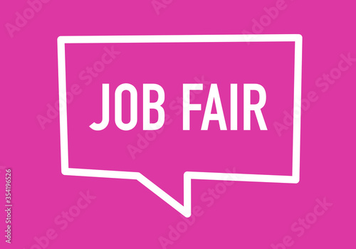 "Job Fair" Text Framed by a Dialogue Box in a Pink Background - Vector Illustration Image.