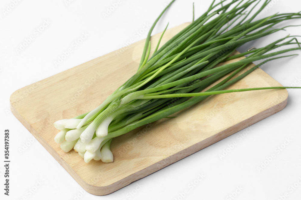 Green Garlic on white background Green Garlic on white background