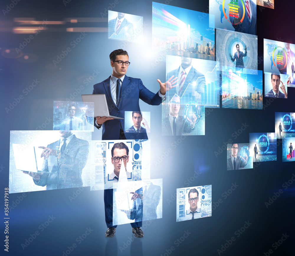 Collage of photos with businessman Collage of photos with businessman