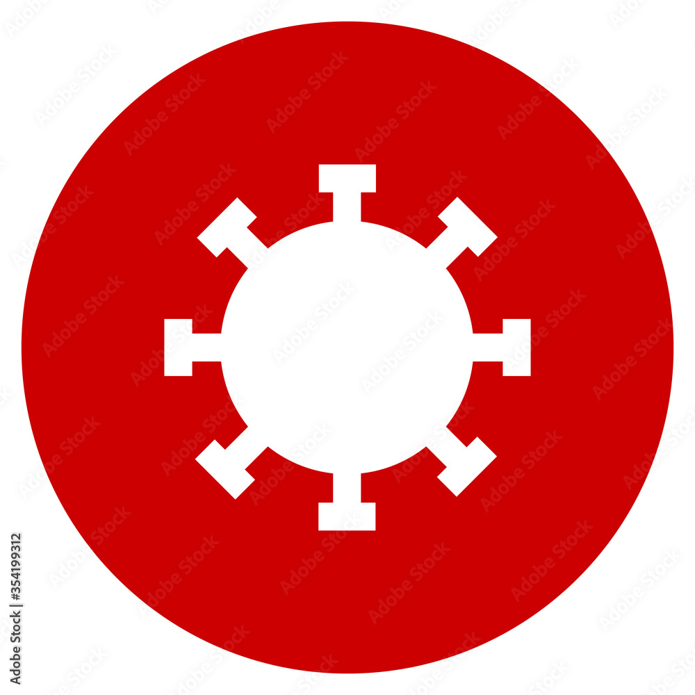 Fototapeta premium Vector medical red icon. Healthcare design. The Molecule viral bacteria infection. Coronavirus, covid-19