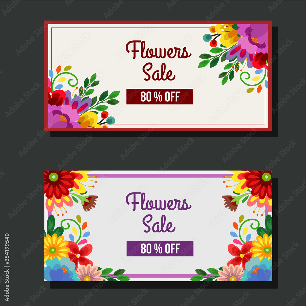 Naklejka premium cute blossom flower sale banner sticker