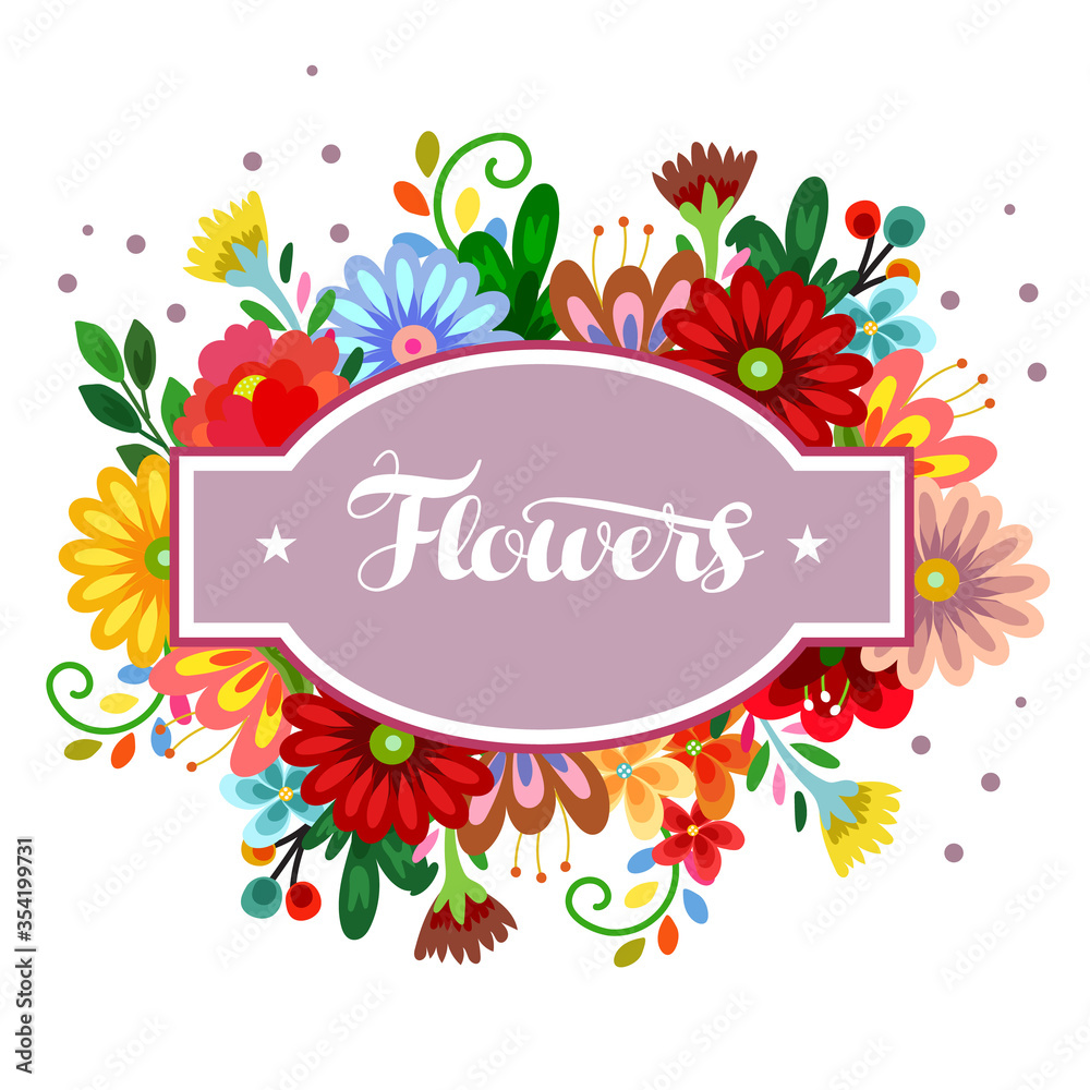 Obraz premium sticker label with cute flower