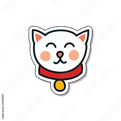 maneki neko doodle icon, vector illustration